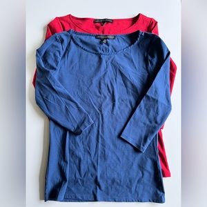 White House Black Market Lot of 2 TWO  Womens red /blue Top 3/4 Sleeve Size Xs